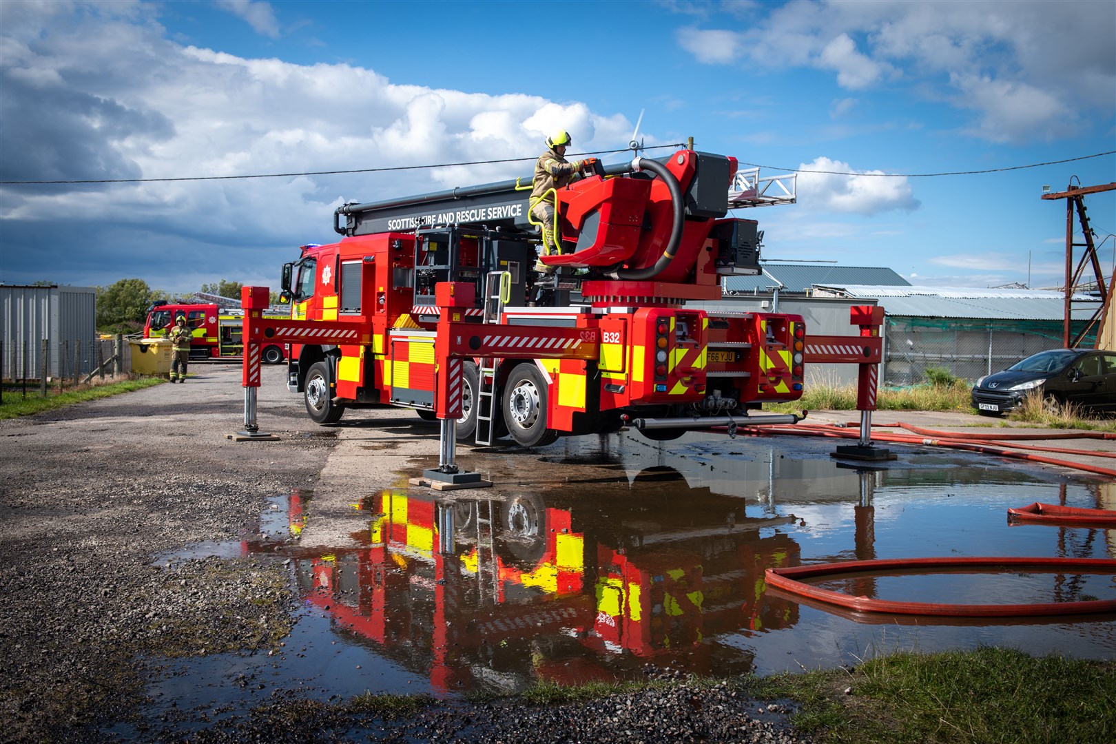 Fire engines tackling blaze at Ross-shire industrial estate.