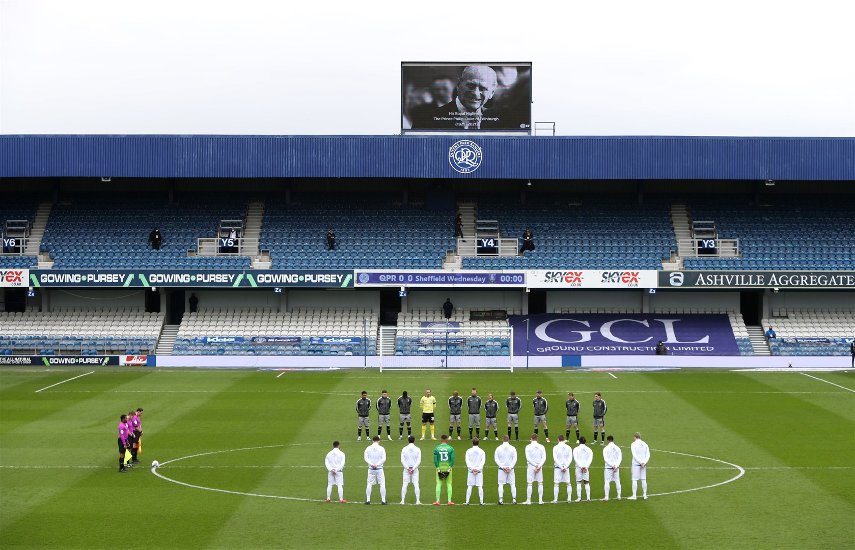 A tribute on the big screen is shown as Queens Park Rangers and Sheffield Wednesday players stand for a two-minute silence (Kieran Cleeves/PA)
