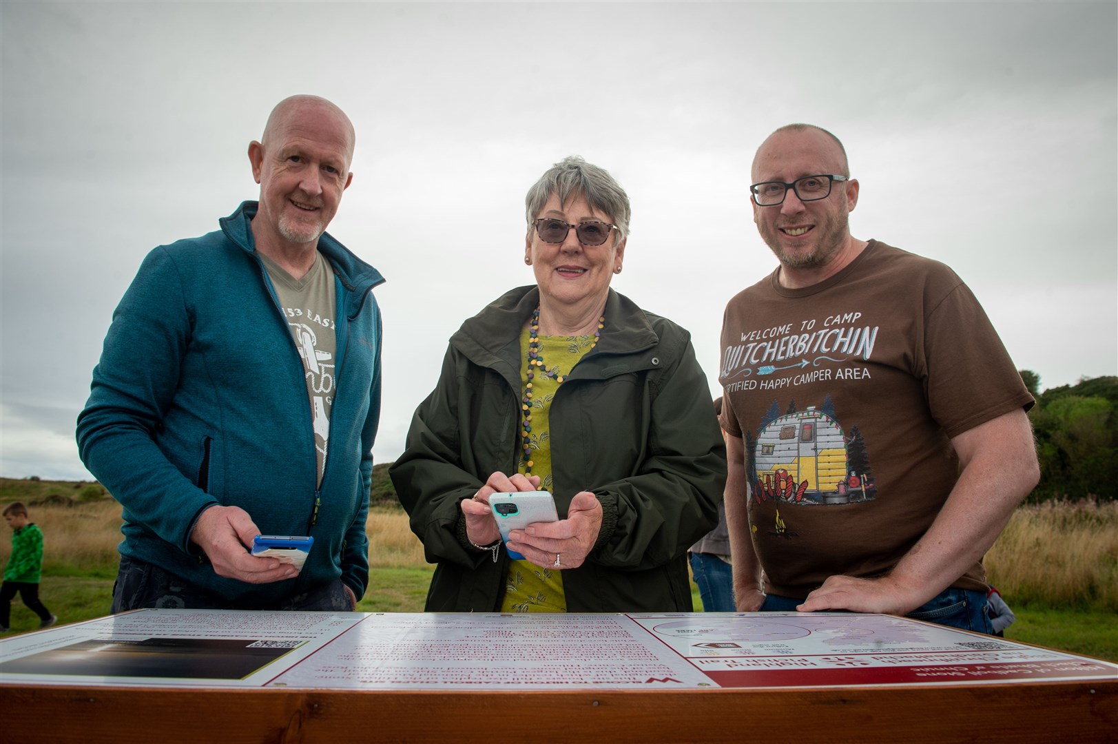 Stephen Squires, Norma Balfour and Terry Shroder trying out the new AR. Picture: Callum Mackay