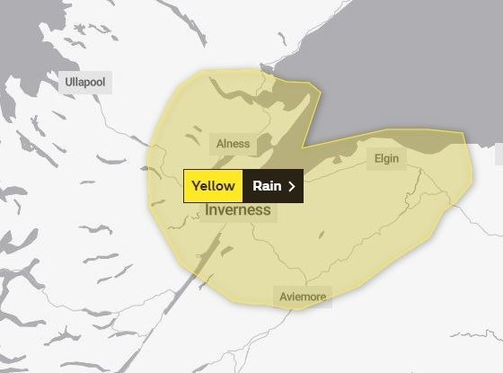 The area covered by the new yellow warning. Picture: Met Office.