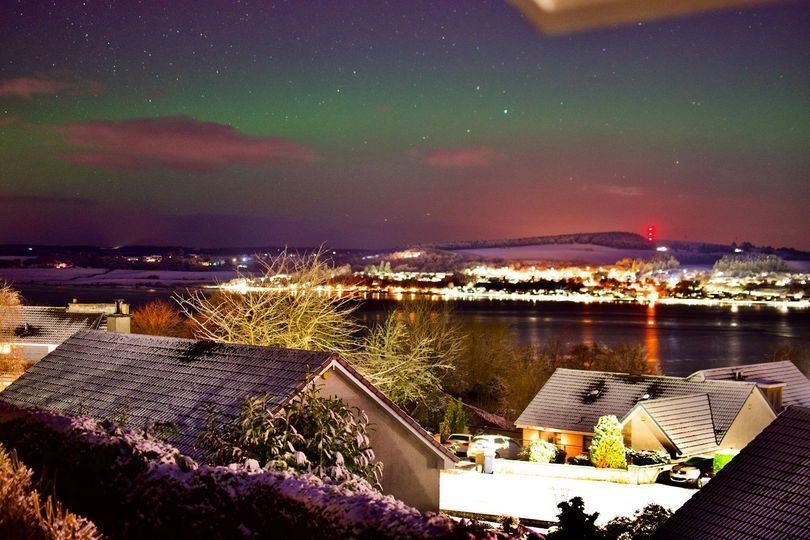 Aurora Borealis looking over the Black Isle tonight from the west of Inverness in the Scottish Highlands. Picture taken by Stephen Mackintosh, an Inverness mathematician and astronomer.