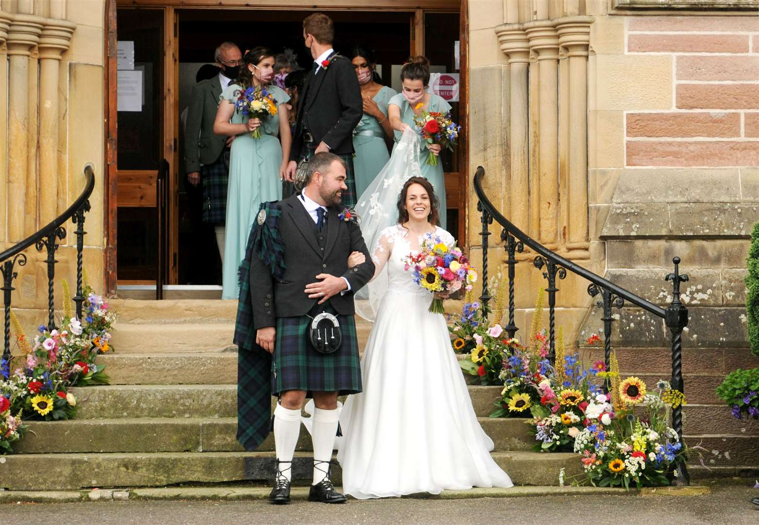 The couple coming out of the church. Picture: James Mackenzie