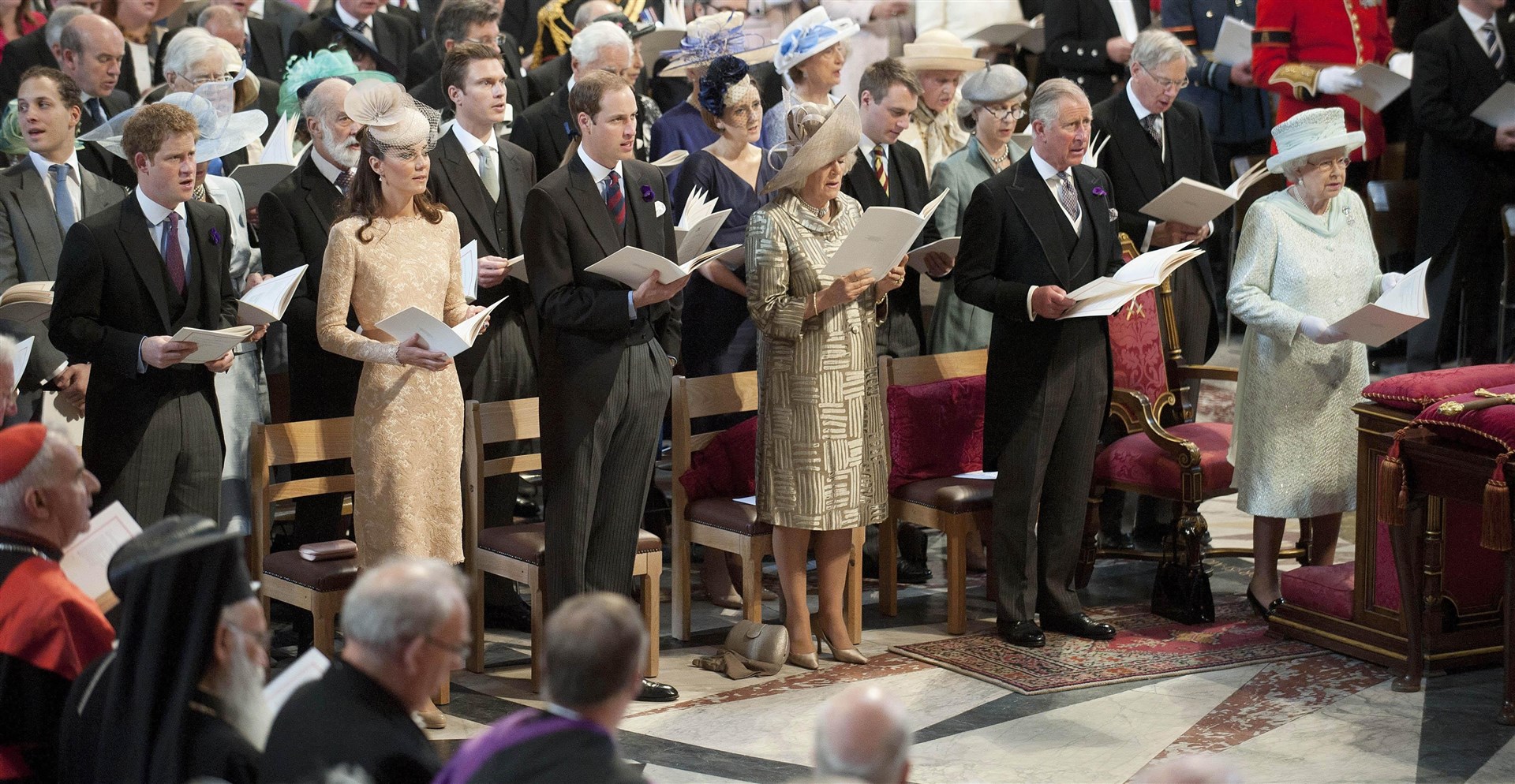 The royal family at the Queen’s Service of Thanksgiving (Murray Sanders/PA)