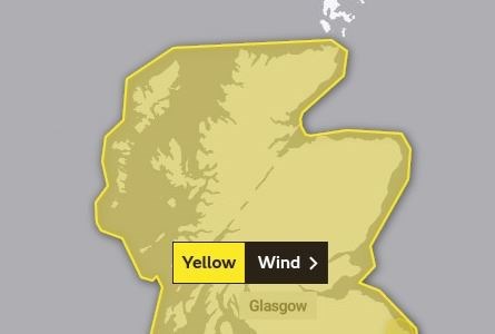 The yellow warning will begin at midday on Sunday. Picture: Met Office.
