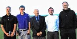 The Fortrose and Rosemarkie golfers who returned home from Royal Aberdeen with silver medals. Left to right, Michael MacDonald, Lewis Reid, Eddie Sherwood (NCC secretary), Chris Gaittens and Alan Cameron.