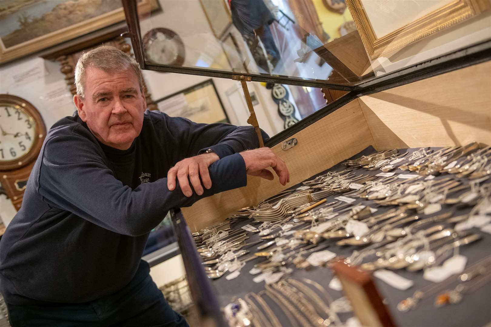 Bill Powrie said the thief took jewellery from one of his display cases. Picture: Callum Mackay.