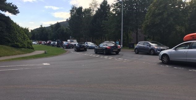 Aviemore: the tailback reaches well into the village following this afternoon's RTA at Lynwilg
