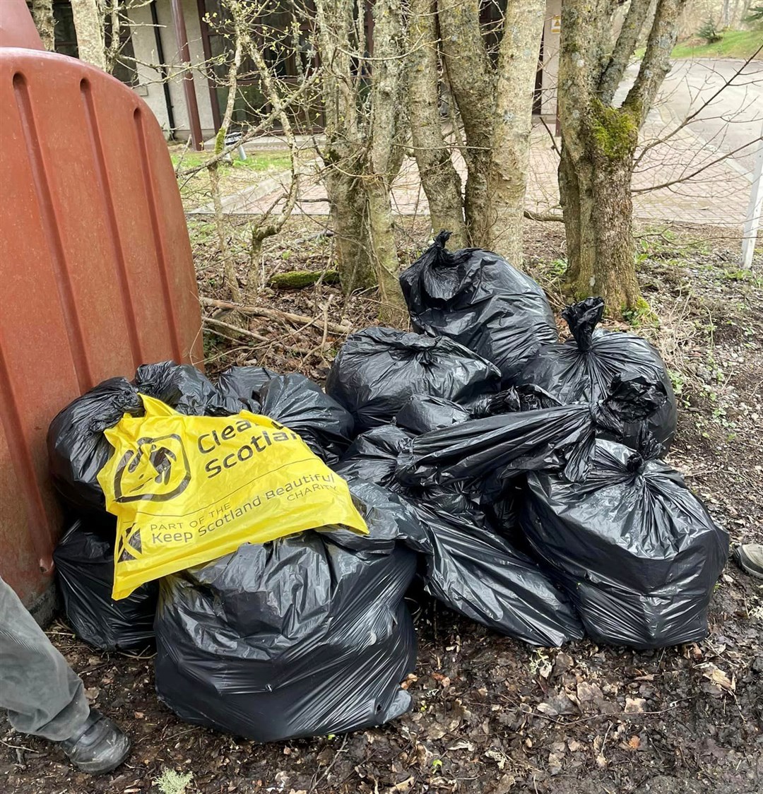 All of the rubbish cleaned-up from Strathpeffer Park. Picture: Strathpeffer Station Trading.