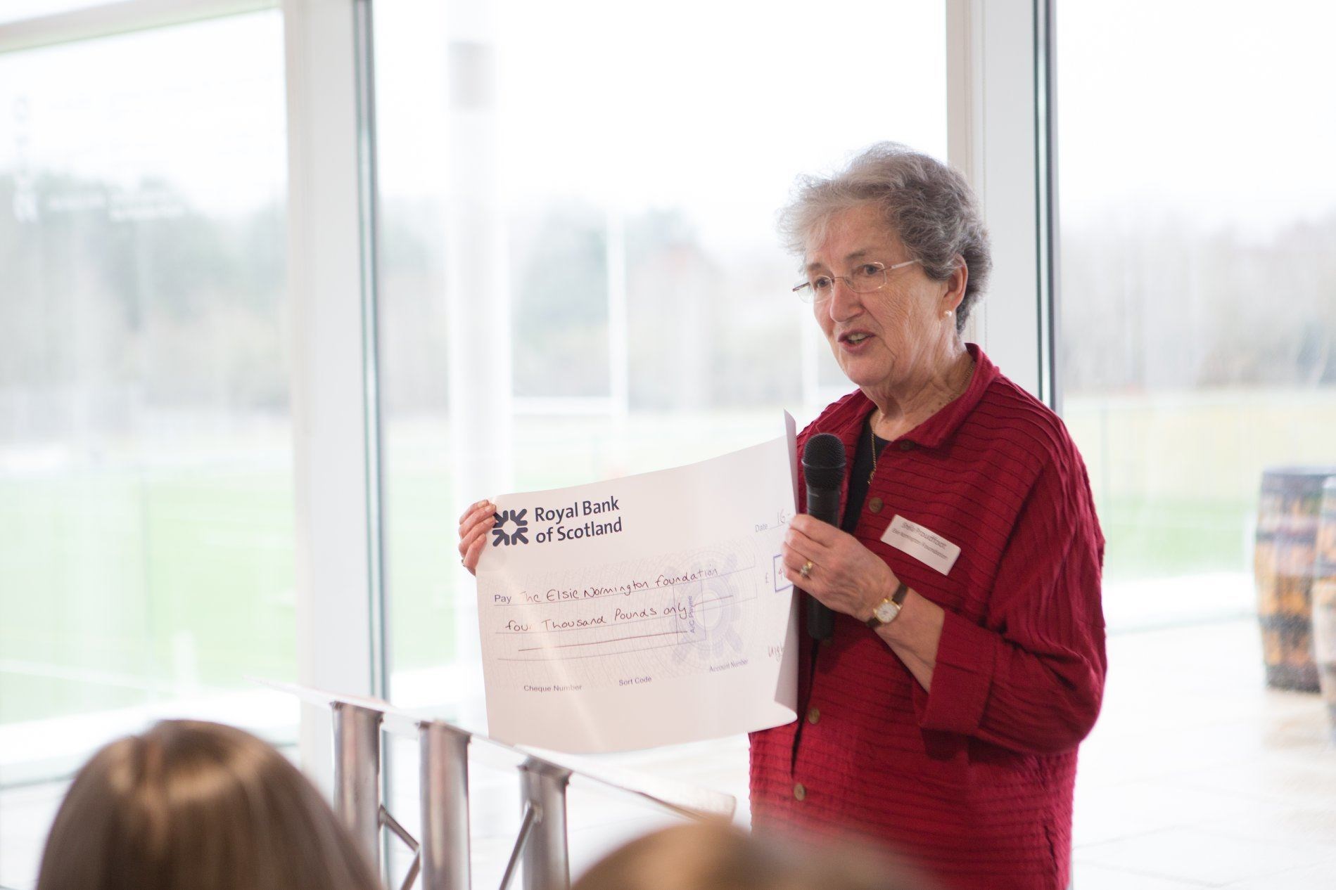 Sheila Proudfoot of the Elsie Normington Foundation making her pitch to HBW members for support last year.
