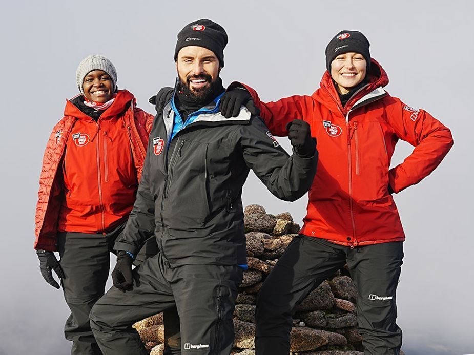 Made it... Oti Mabuse, Rylan Clark and Emma Willis at the summit of Cairn Gorm.