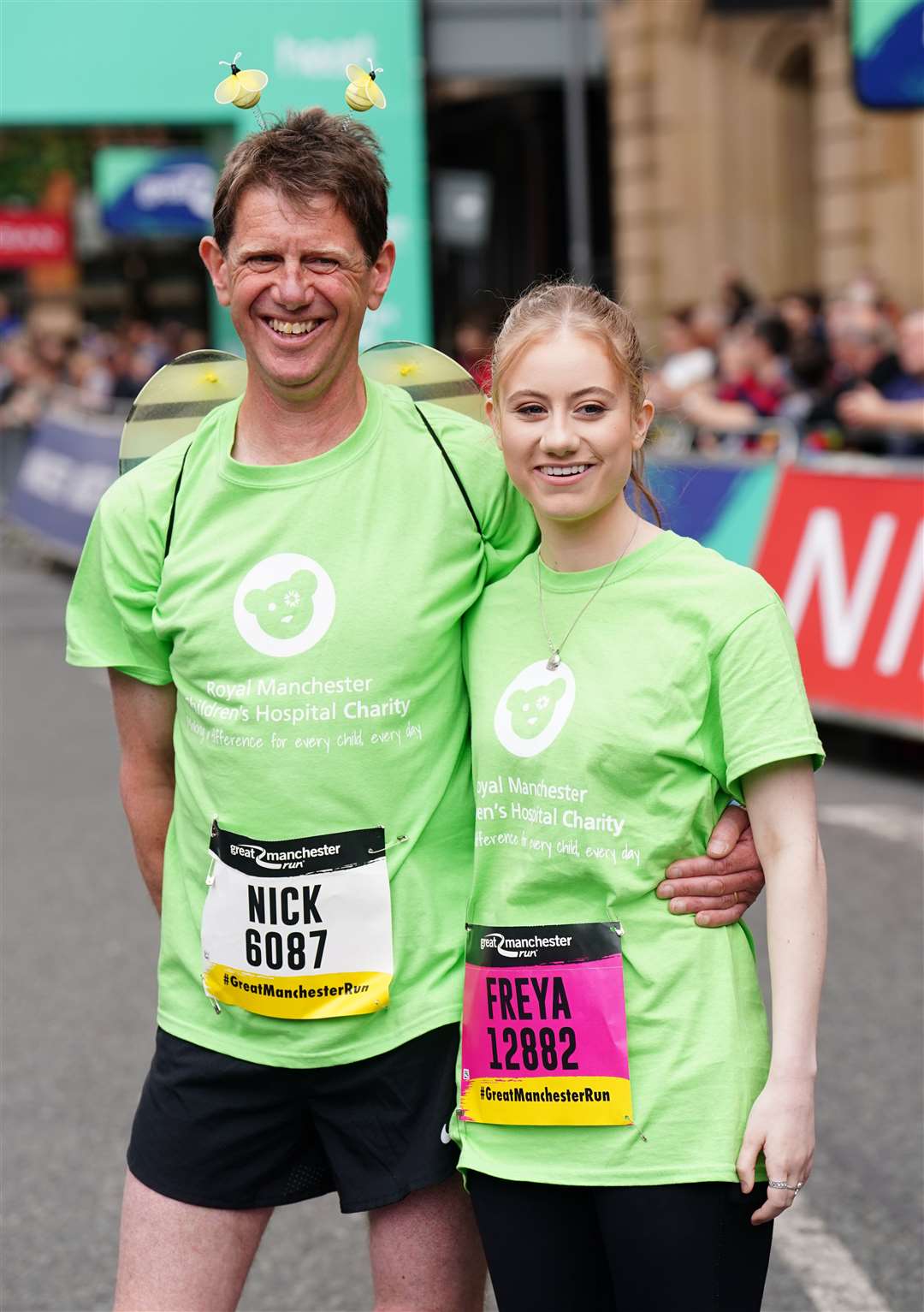 Freya Lewis with her father Nick ahead of the run (Martin Rickett/PA)