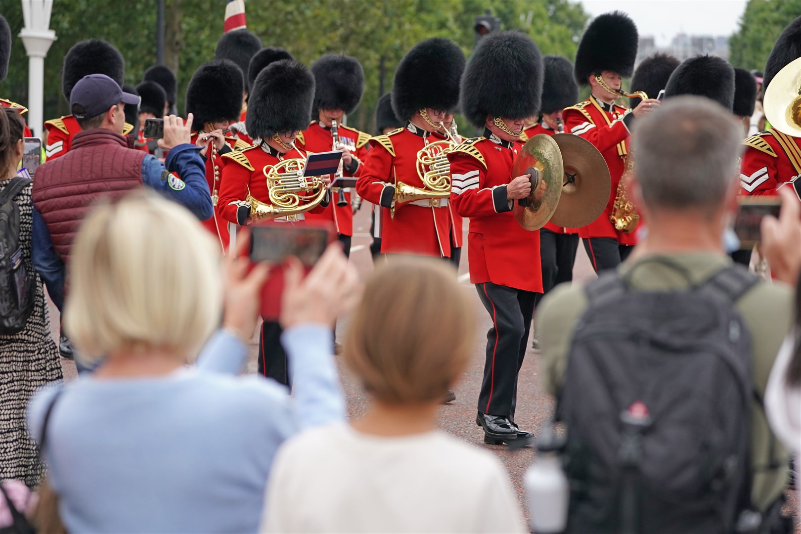 The Band of The Coldstream Guards marching during the Changing the Guard ceremony (Kirsty O’Connor/PA)