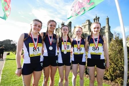 The Scottish Schools team which won the silver medal at the International cross country race (l-r) Constance Nankivell, Erin Wallace, Lauren Dickson, Clare Strewart and Kate Gallagher.