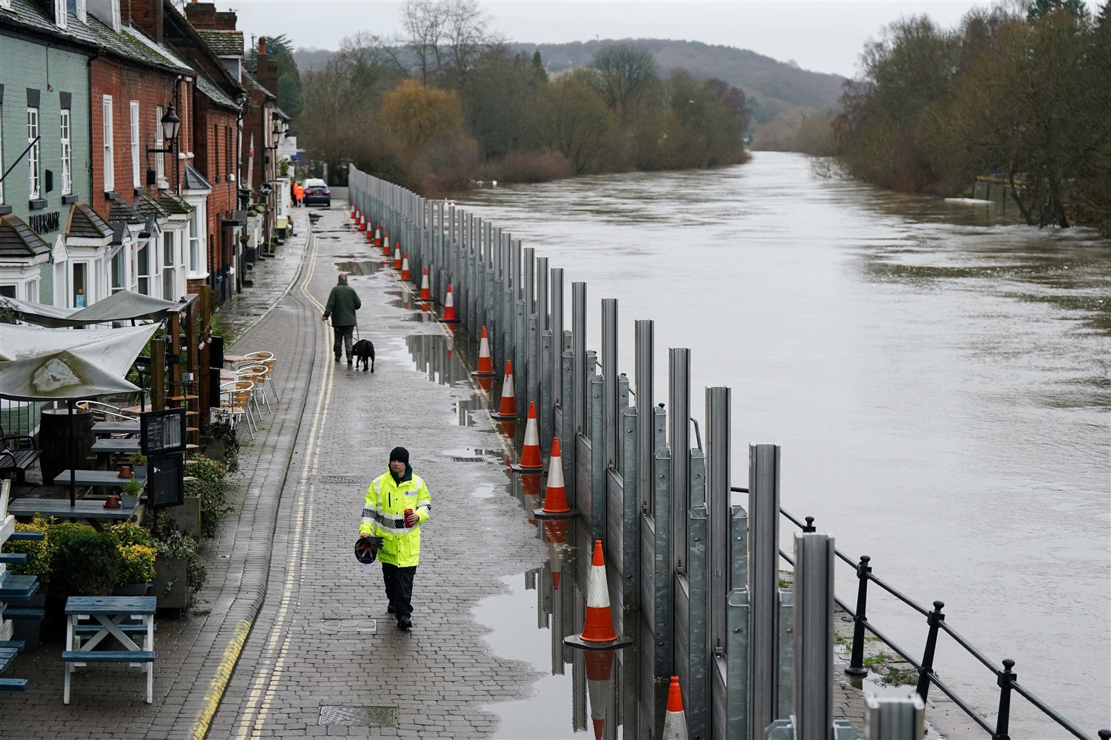 Flood defences being installed in Bewdley, Worcestershire, on Tuesday (Jacob King/PA)