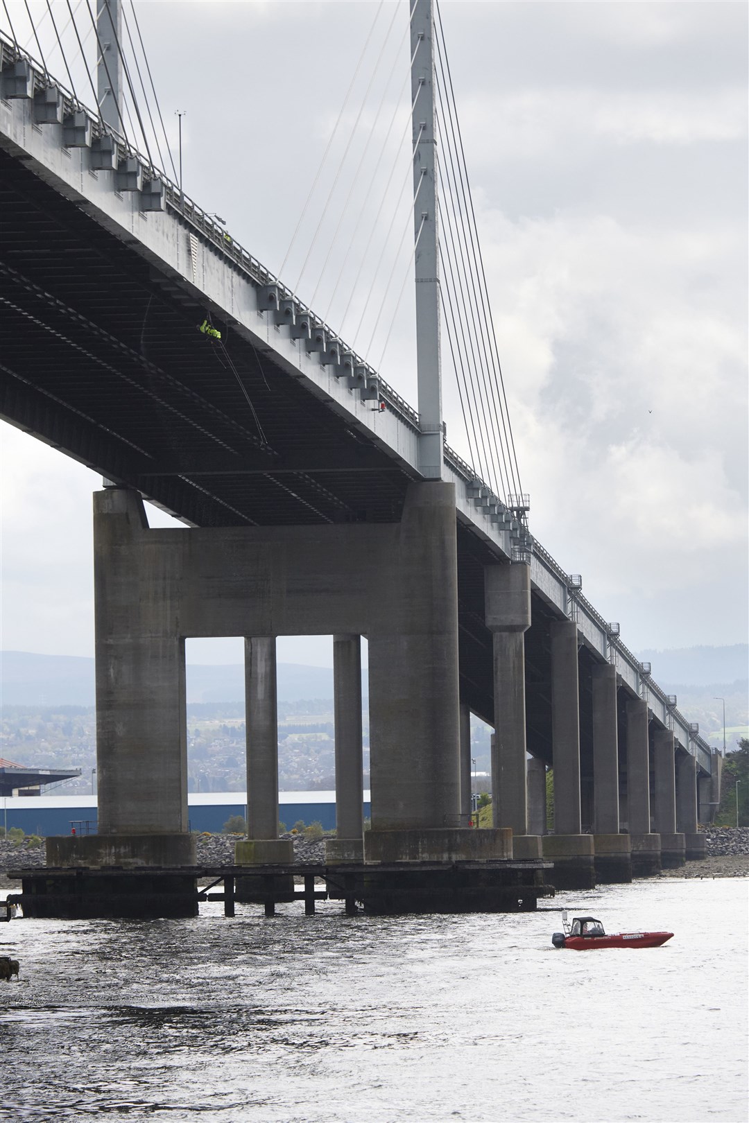 Contractors carried out the specialist repairs to the pipe which runs beneath the Kessock Bridge's road deck.
