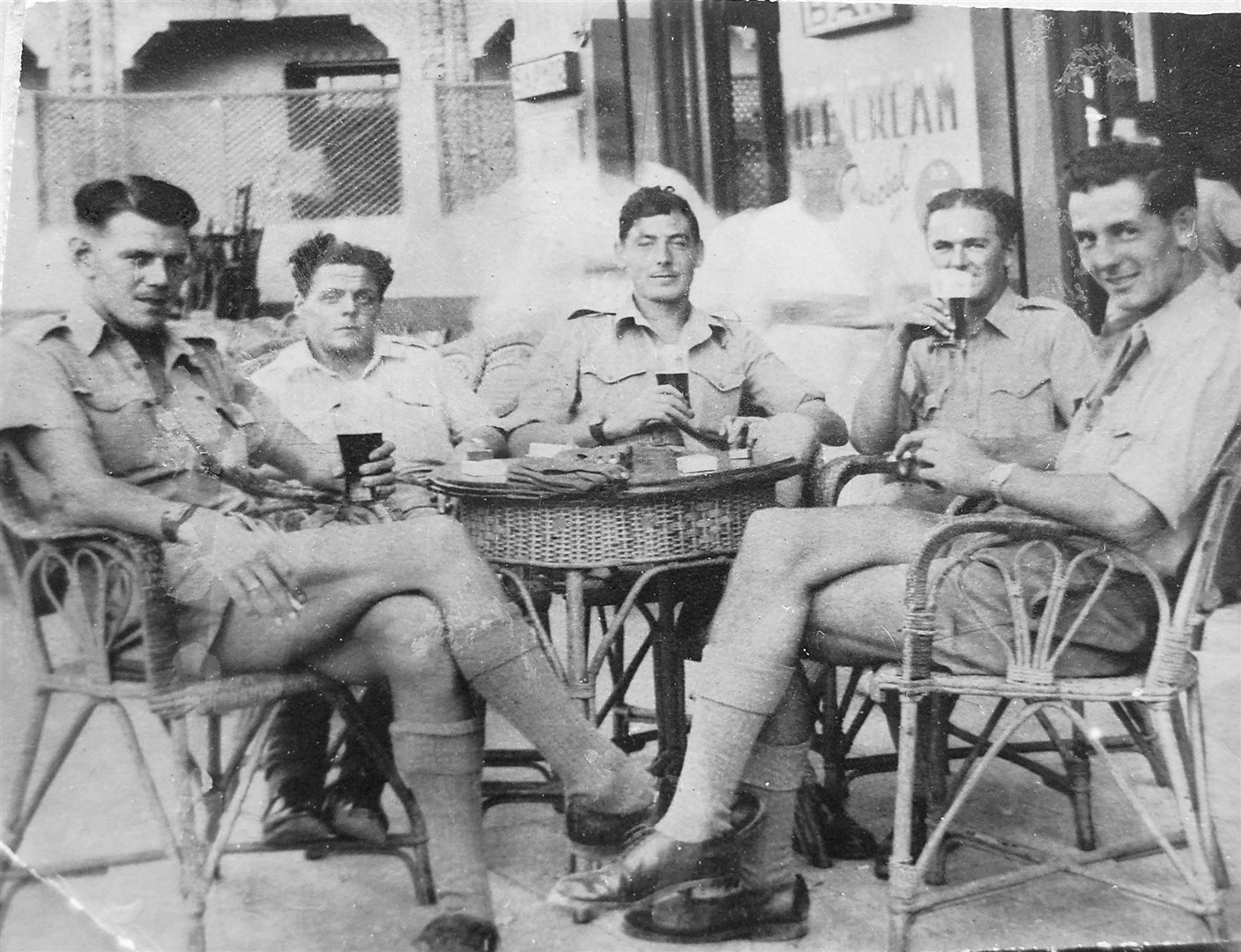 Ron Chapman (far left) - likely Bahrein in 1943. Note the rank leather wrist strap, worn when in short sleeves.