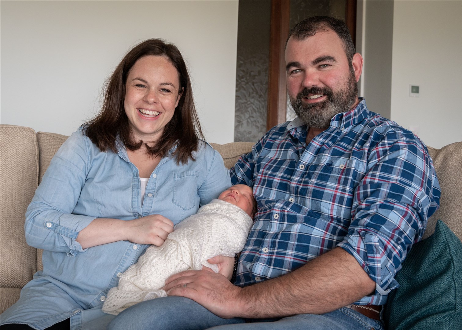 Kate Forbes and husband Ali with newborn daughter, Naomi MacLennan. Picture: Ruaraidh White