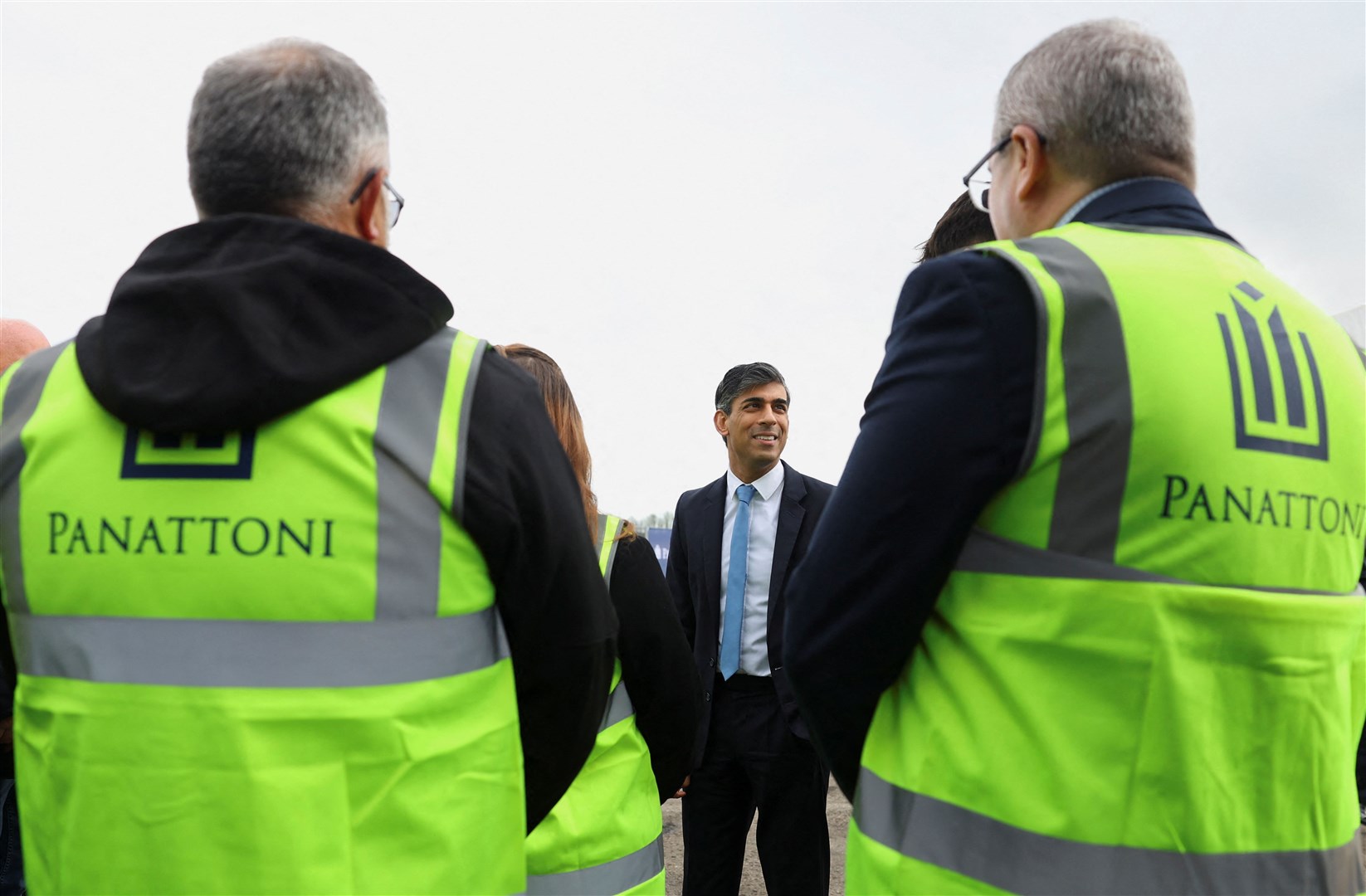 Mr Sunak spoke to Panattoni staff working on the demolition and reconstruction of the site (Toby Melville/PA)