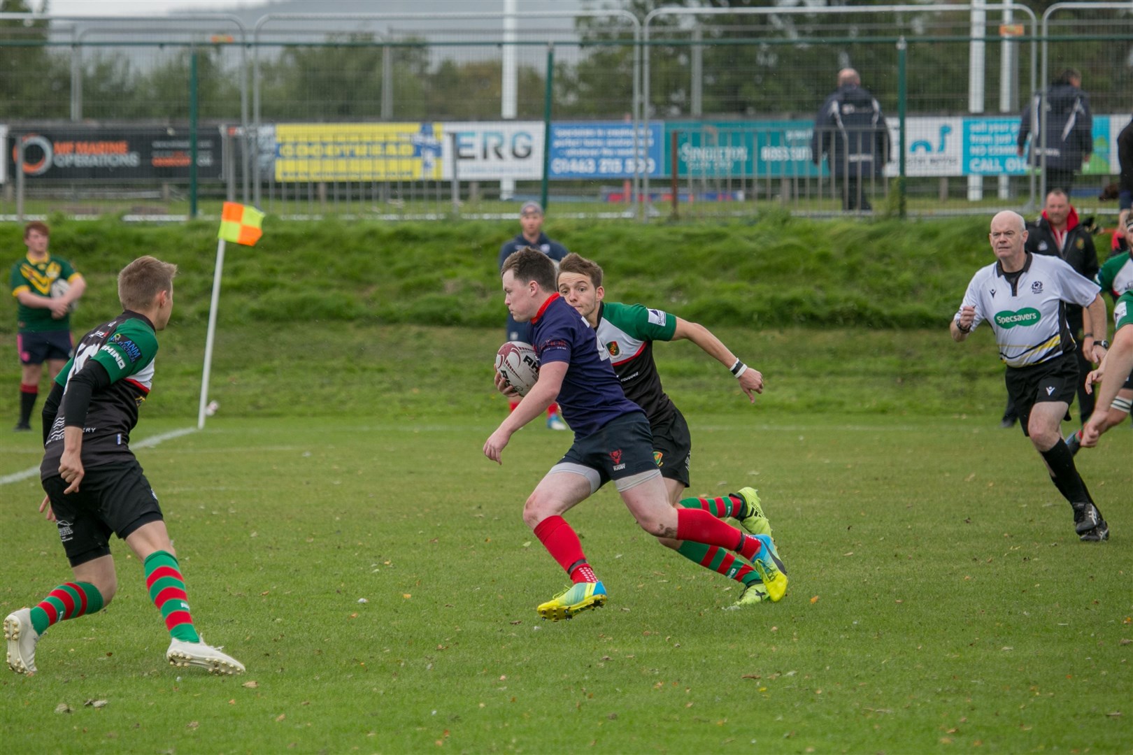 Dan Corr makes a break for the line as he tries to score for Ross Sutherland against Highland 2nds. Picture: Peter Carson