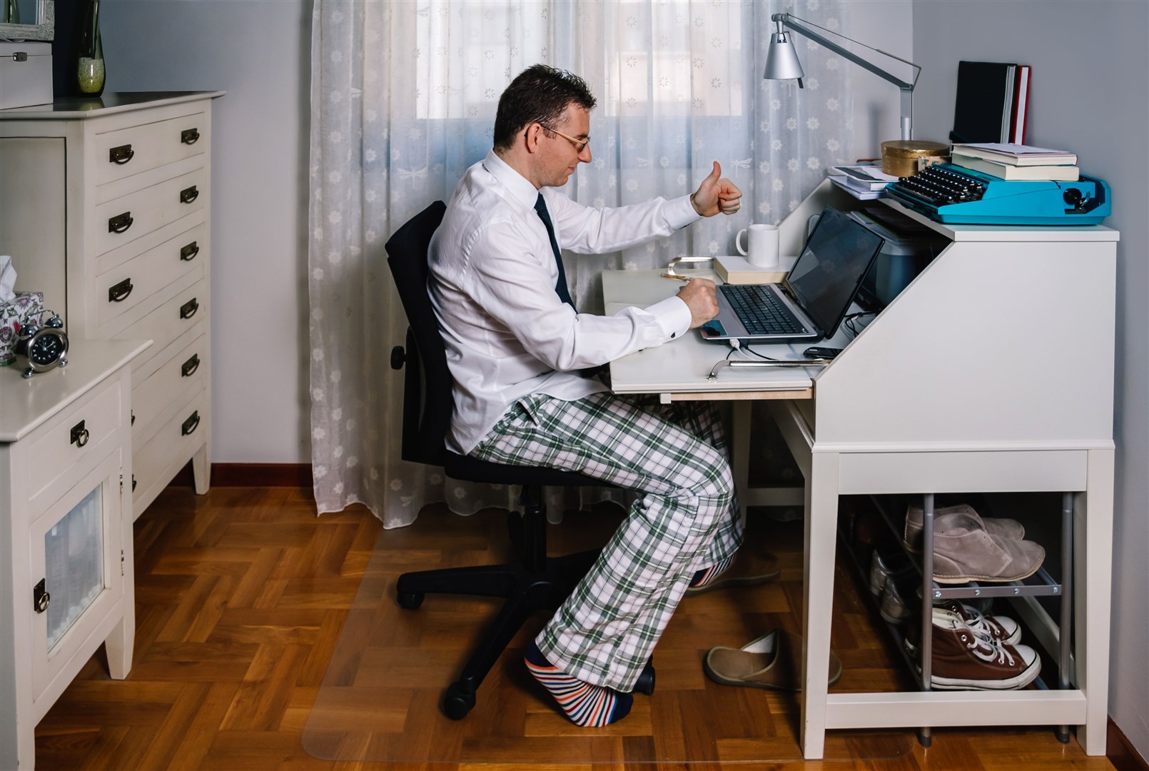 Some interesting fashion choices may be made while working from home.