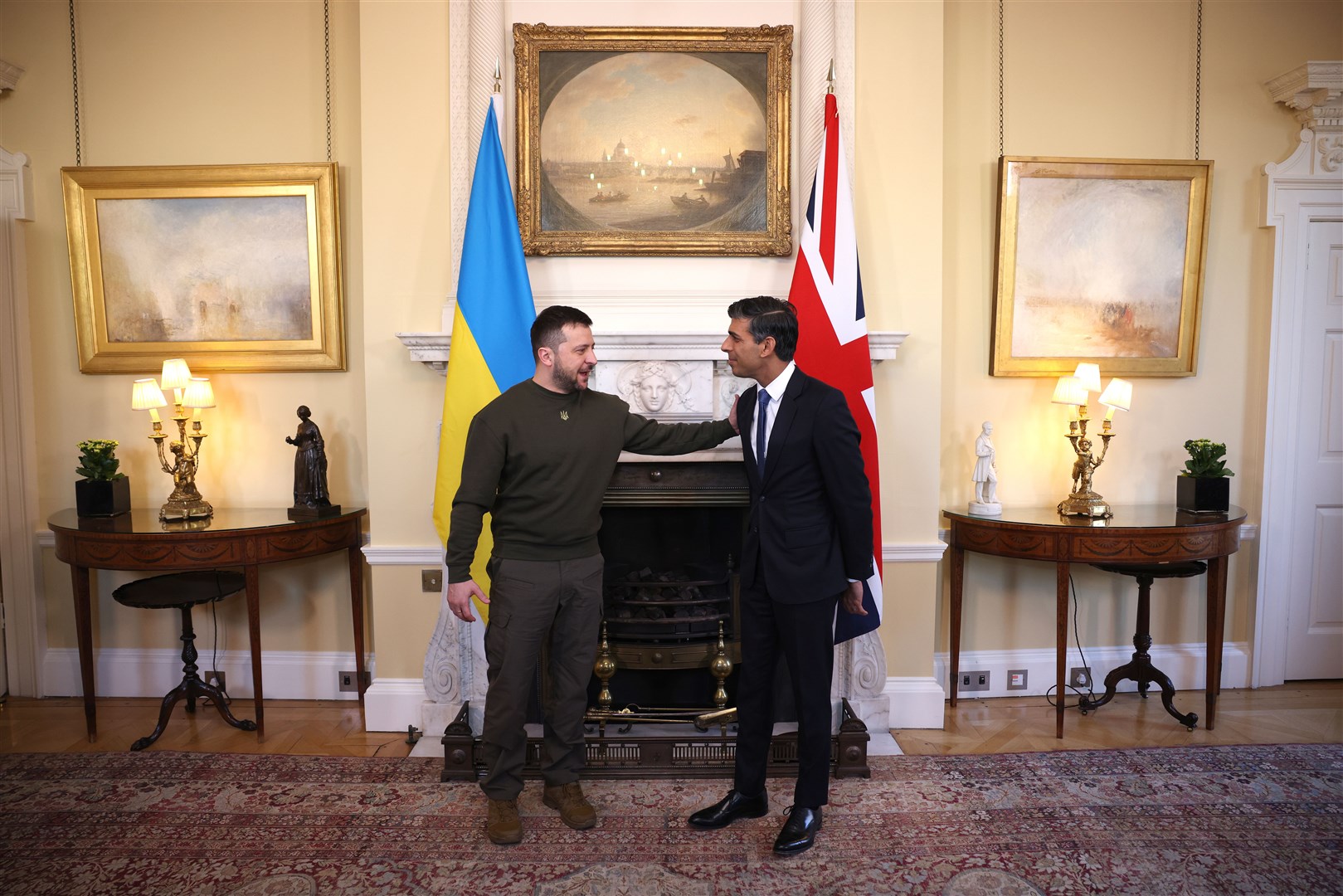 Ukrainian President Volodymyr Zelensky with Prime Minister Rishi Sunak in 10 Downing Street (Dan Kitwood/PA)