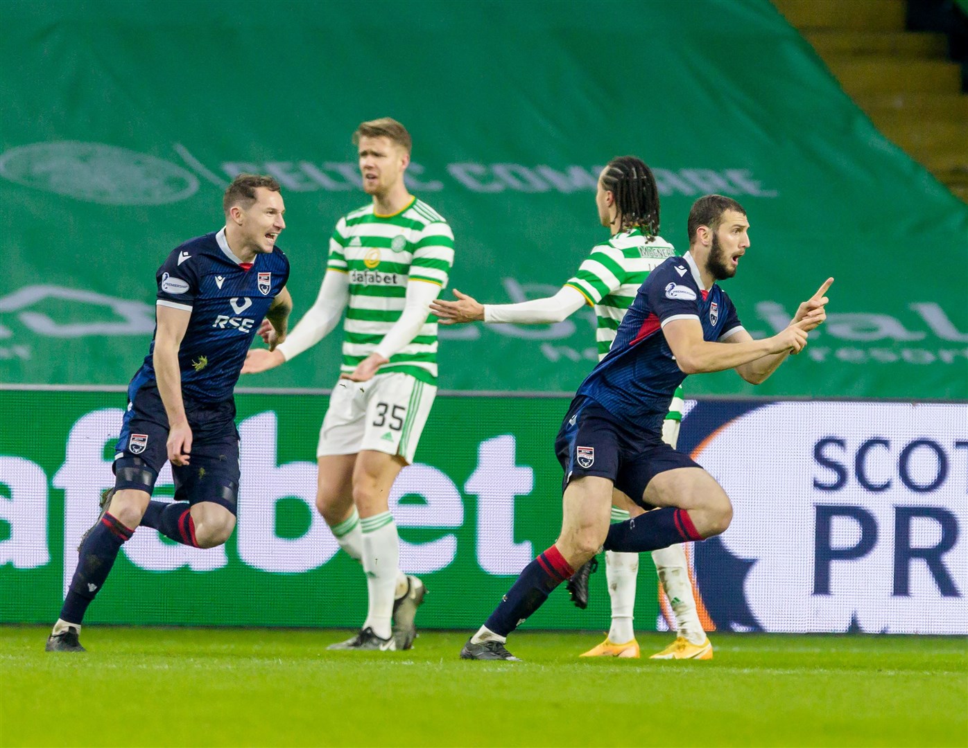 Picture - Ken Macpherson, Inverness. Scottish League Cup 2nd Round. Celtic(0) v Ross County(2). 29.11.20. Ross County's Alex Iacovitti celebrates his goal.