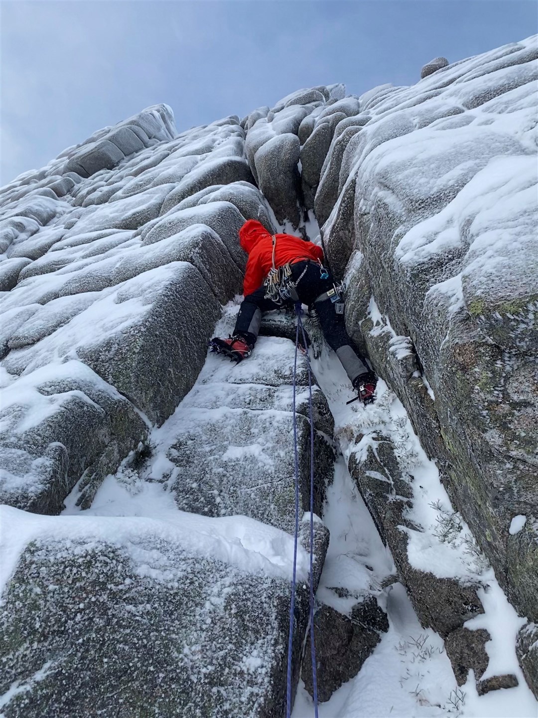 Climbing a chimney route in the Cairngorms. Picture: Simon Richardson