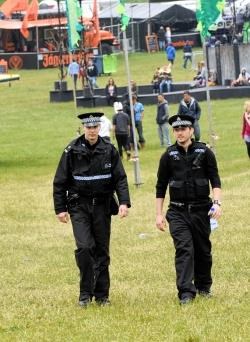 Police at the festival site