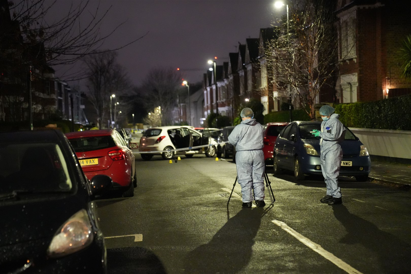 Police at the scene in Lessar Avenue near Clapham Common, south London (James Weech/PA)
