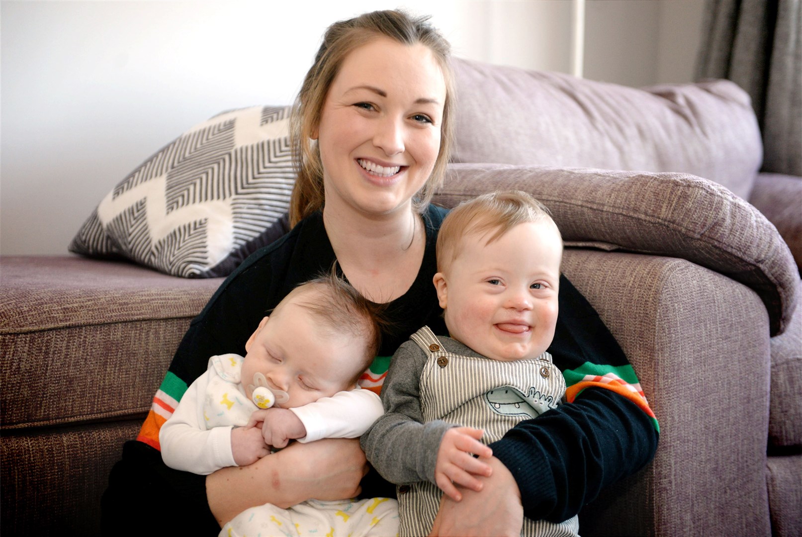Odhran McLafferty ambassador for Nothing Down..Aoife McLafferty with her two sons, Fionn McLafferty (7 weeks) and Odhran Mclafferty (19 months)..Picture: James MacKenzie..