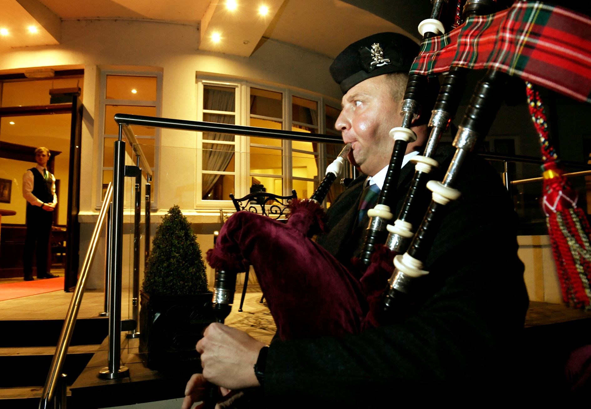 Piper at the door as guests entered. Picture: James Mackenzie