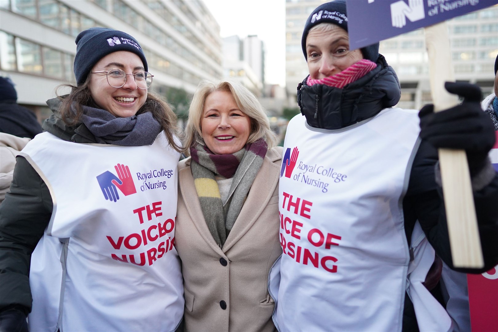 RCN general secretary Pat Cullen (centre) with members of the Royal College of Nursing (Stefan Rousseau/PA)