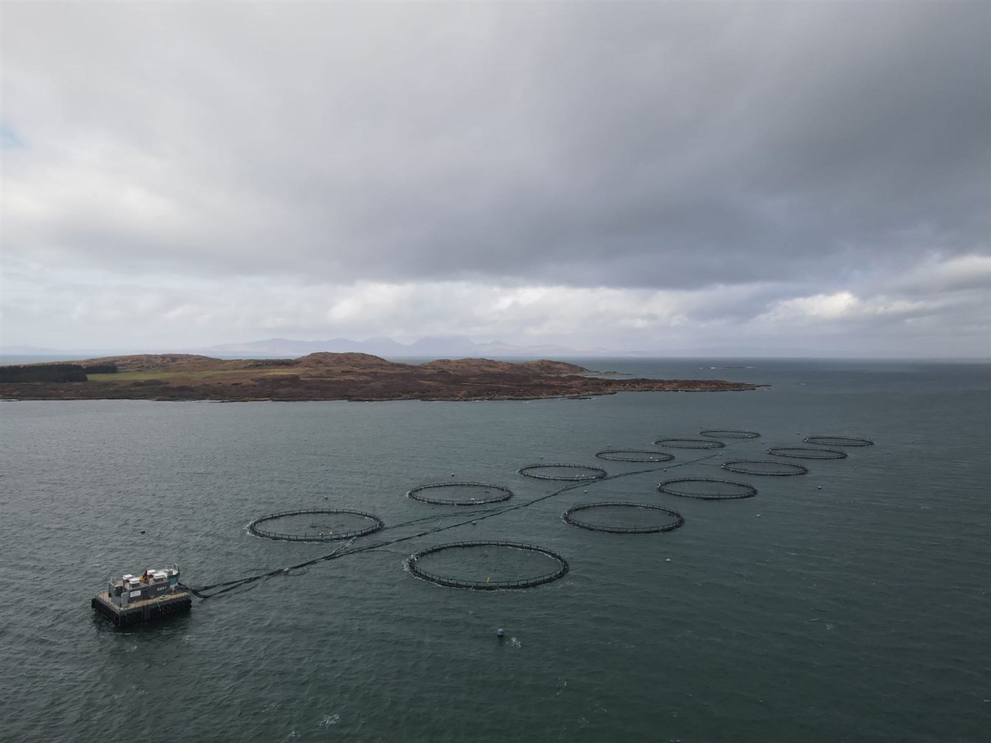This Scottish Salmon Company fish farm near the Isle of Gigha is one of the many which employ Gael Force equipment and expertise.