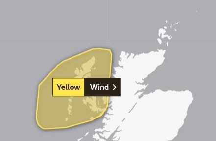 A weather warning for strong wind has been issued for parts of Wester Ross.