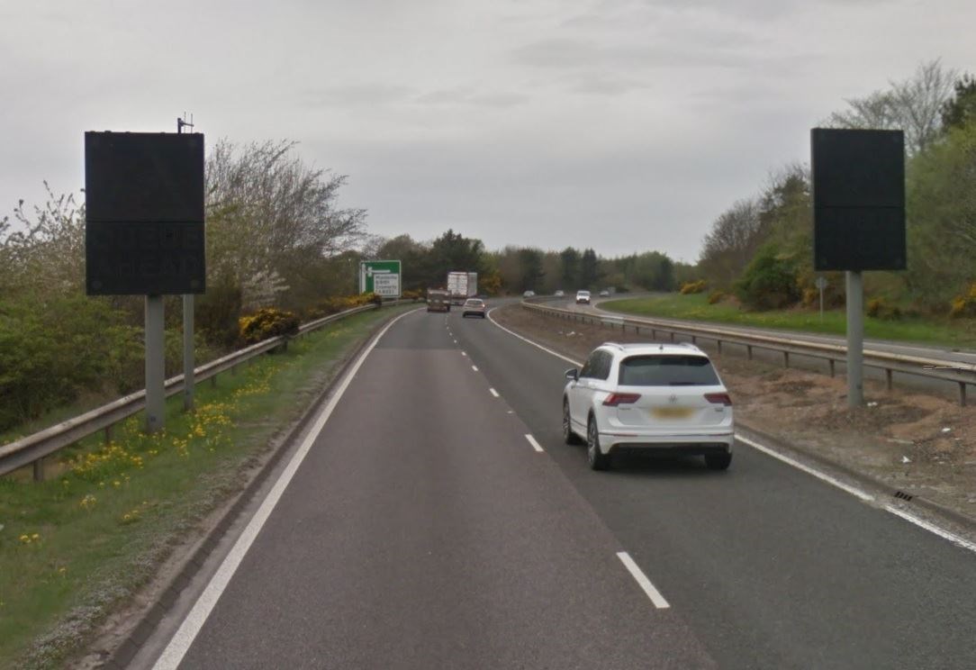 Safety signs near the Munlochy junction on the A9. Picture: Google.