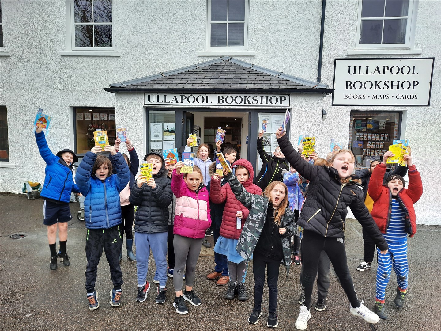 Ullapool Primary School kids at the bookstore.