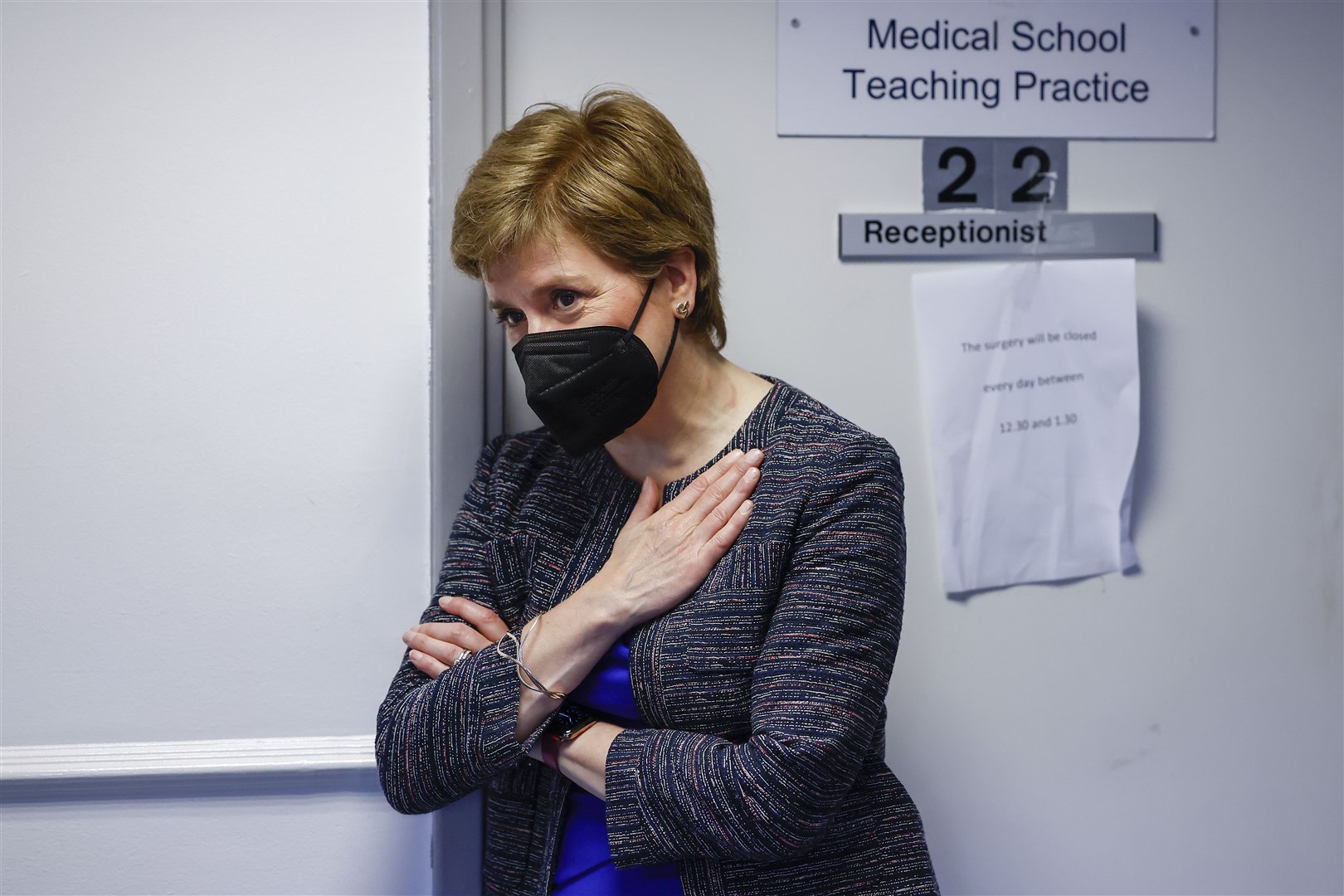 First Minister Nicola Sturgeon as speaking during a visit to a medical centre on Friday (Jeff J Mitchell/PA)