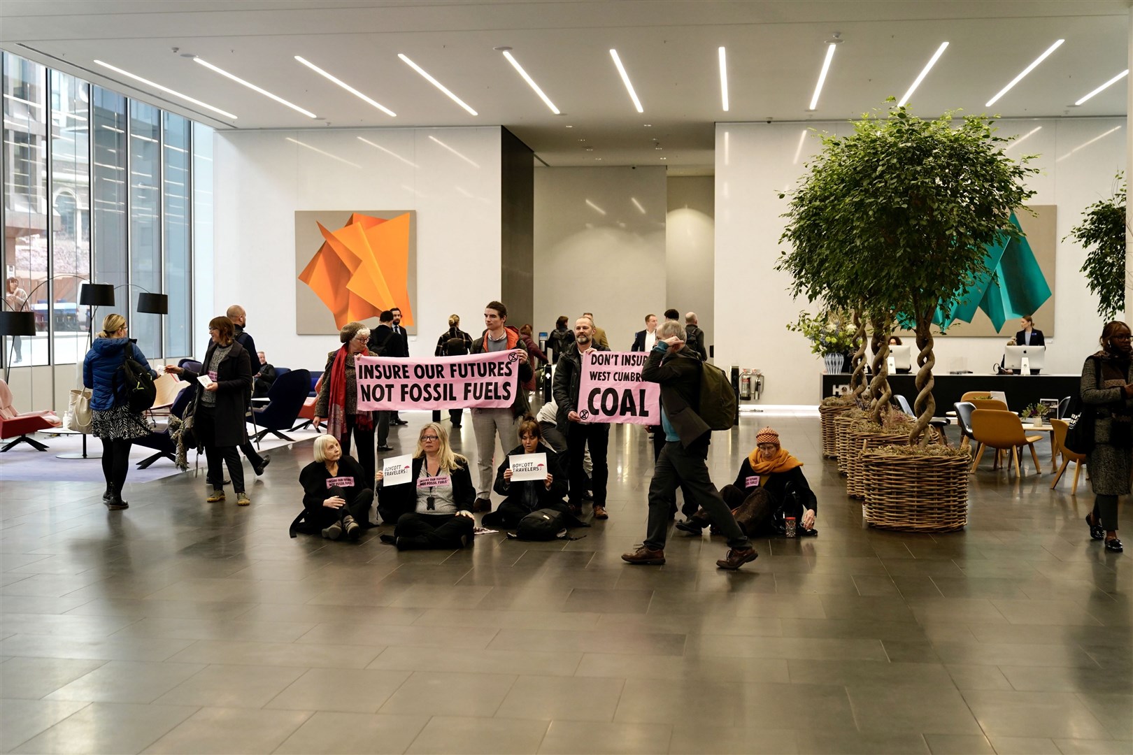 Protesters also targeted the offices of Travellers Insurance (Jonathan Vines/Extinction Rebellion)