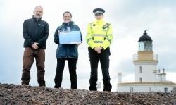 Pictured launching the Moray Firth Marine Wildlife Campaign (left to right) Ben Leyshon, operations officer with Scottish Natural Heritage, Alison Rose , Scottish Dolphin Centre manager and Daniel Sutherland, Wildlife Crime Liason Officer for North Divisi