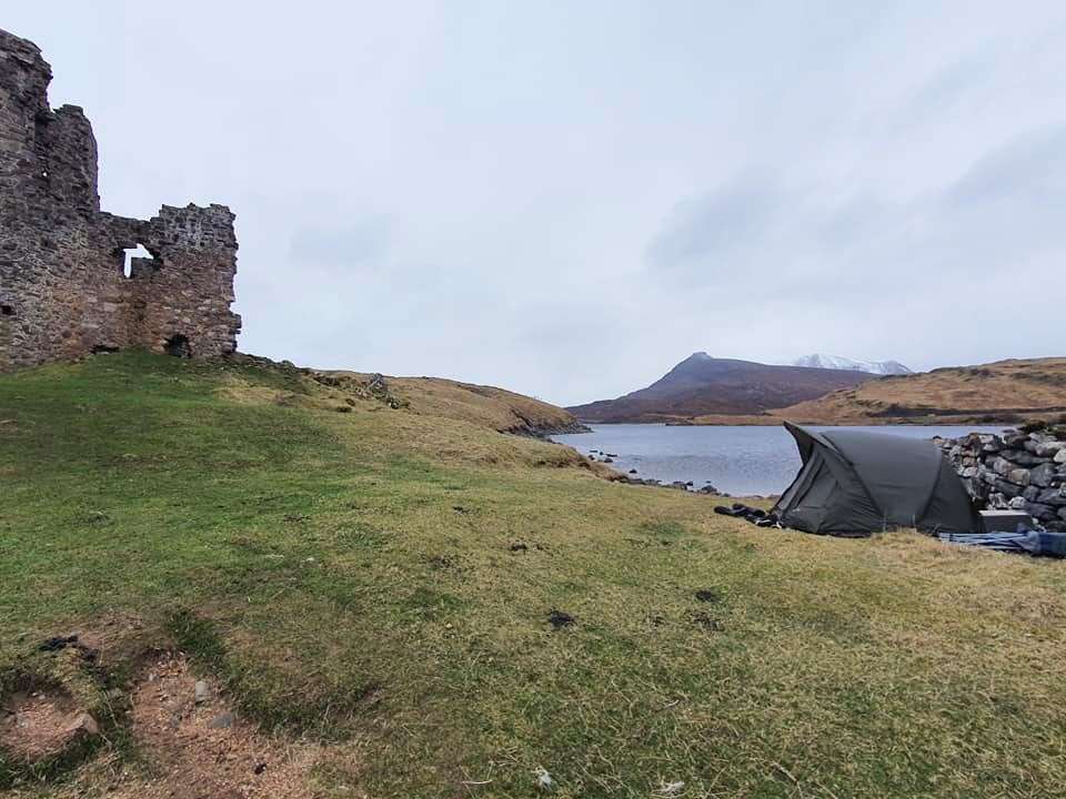 The tent is sited within yards of the castle. Picture: Louisa Burnett for The Land Weeps