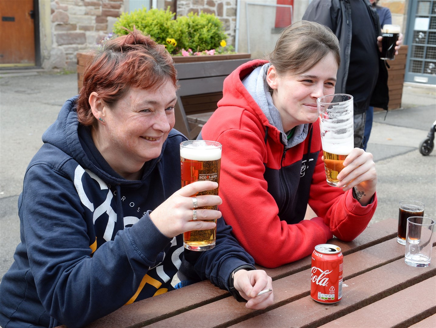 Shirley Wilson and daughter Cheyanne enjoy a pint. Picture: Gary Anthony