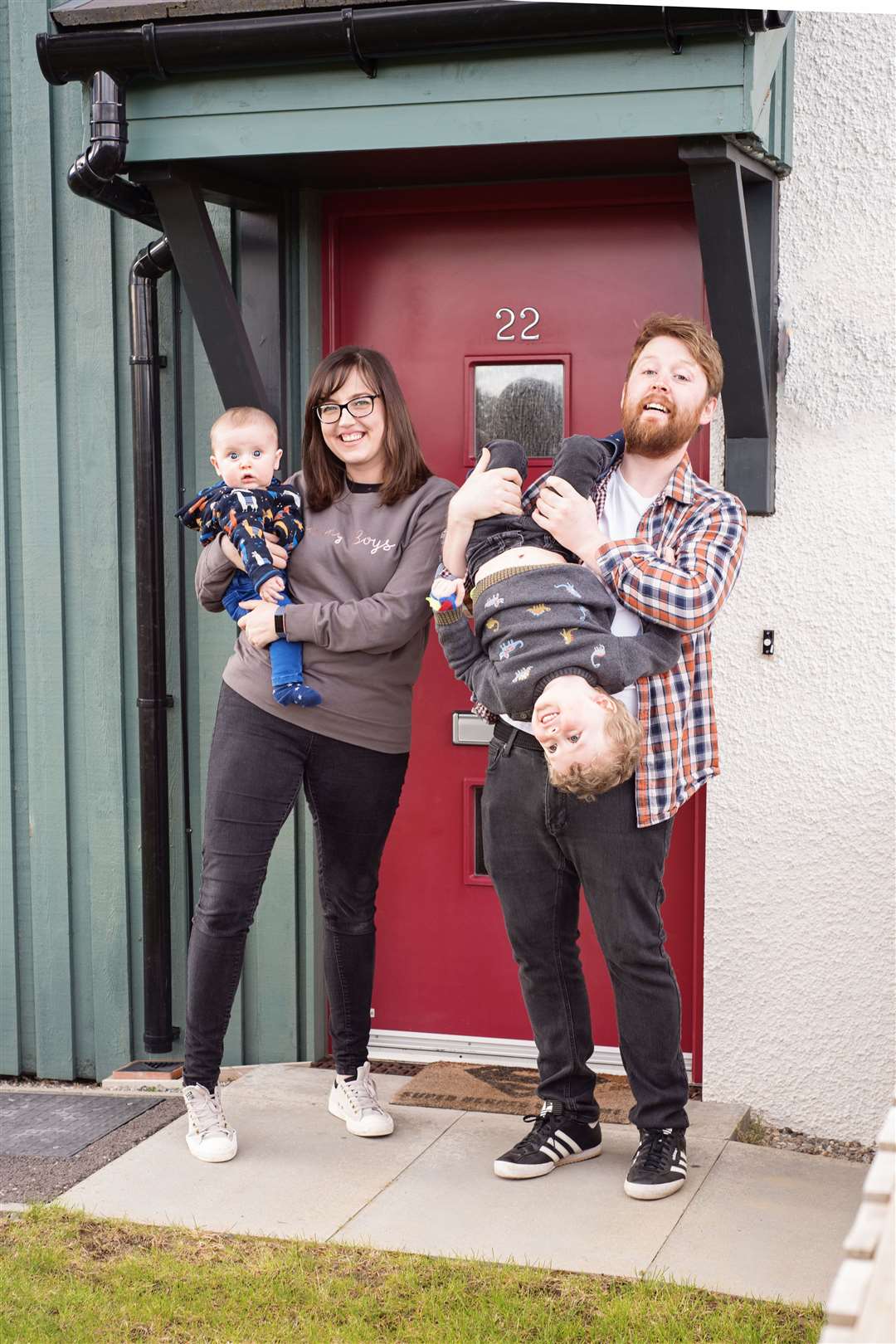 Cara and Neil with James and Ewan. Picture: Little Bird Photography