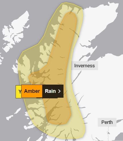 The areas cocvered by the new amber warning and the extended yellow alert. Picture: Met Office.