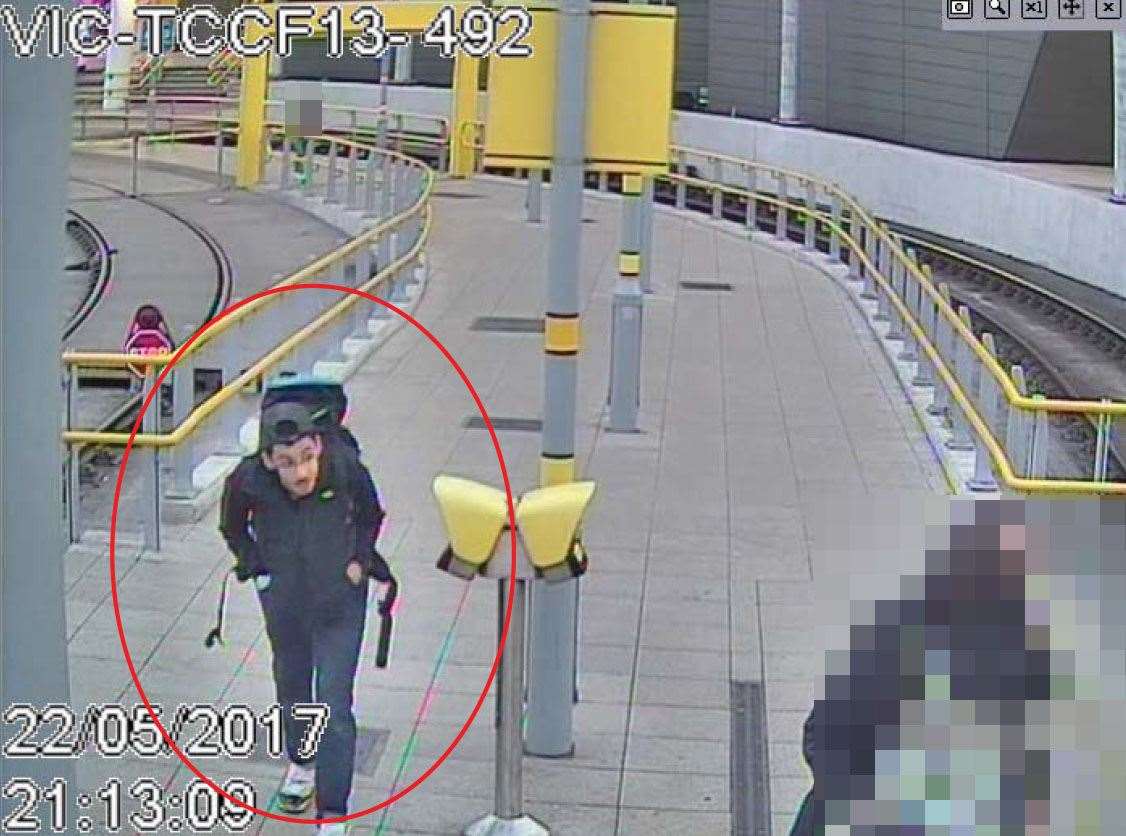 CCTV of Salman Abedi making his way to Manchester Arena (GMP/PA)