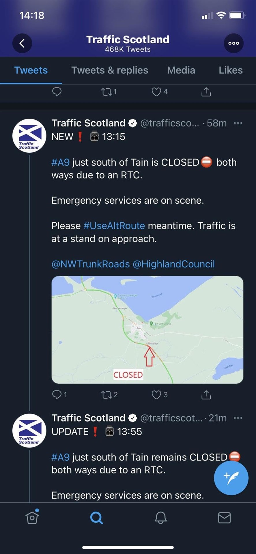 Traffic Scotland's tweet.