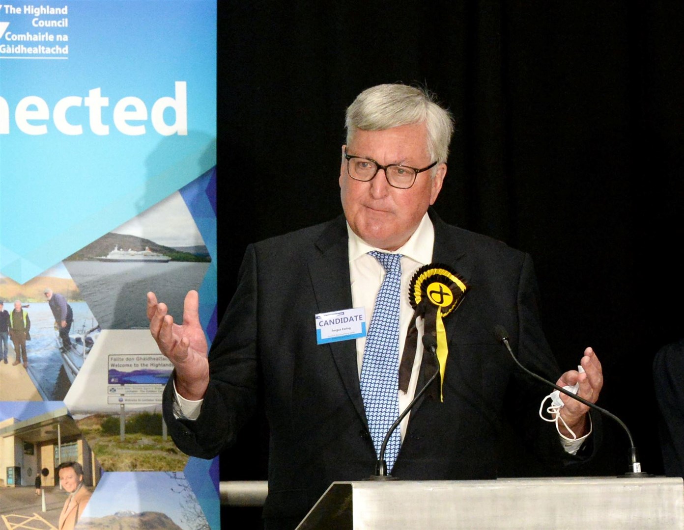 Fergus Ewing gives his acceptance speech after his recent re-election for a sixth term as MSP. Picture: James Mackenzie