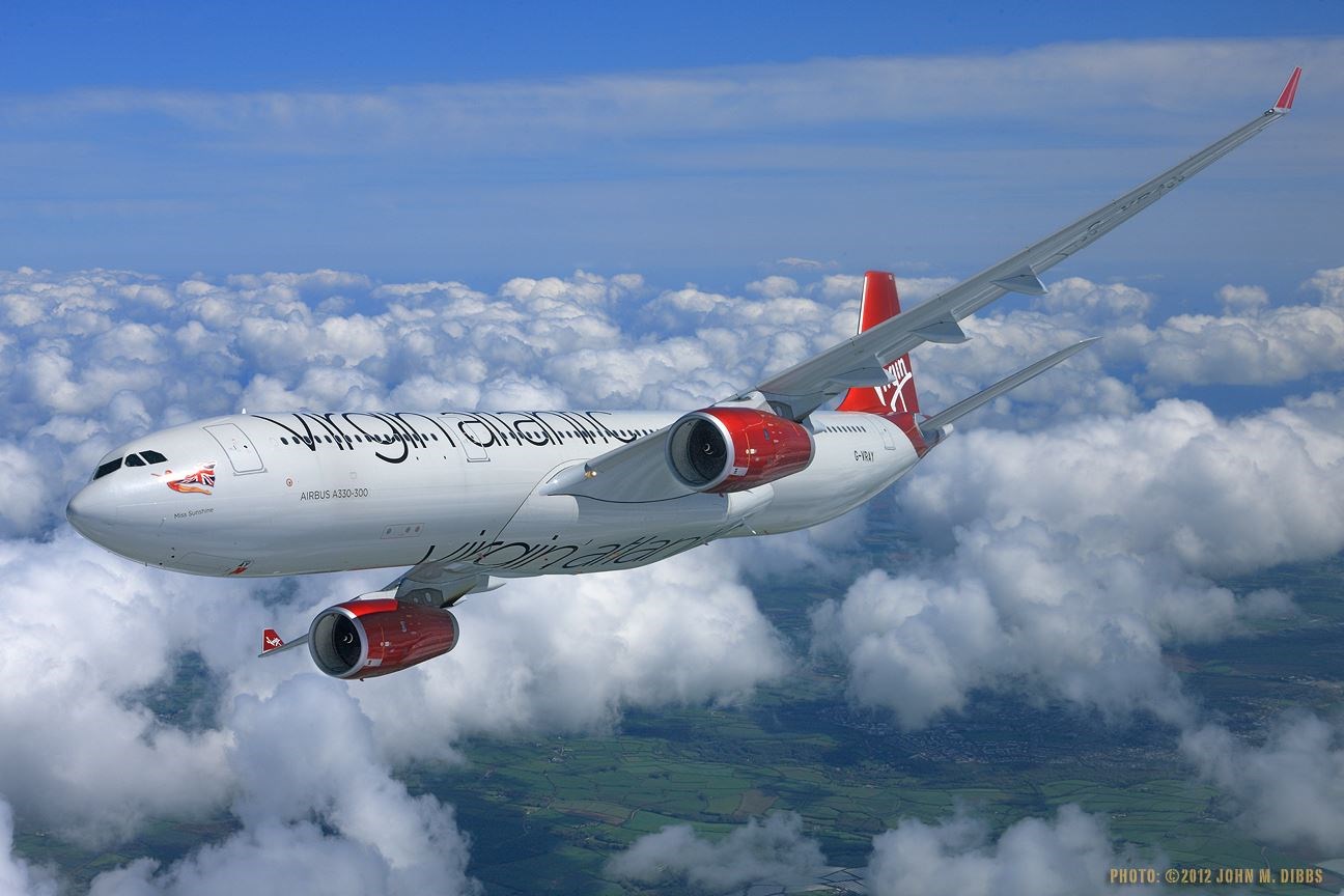 An Airbus A330 is flying the route for Virgin Atlantic.