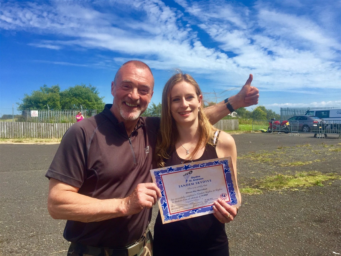 Morven-May MacCallum took the plunge in a tandem leap with instructor Ricky Capanni.