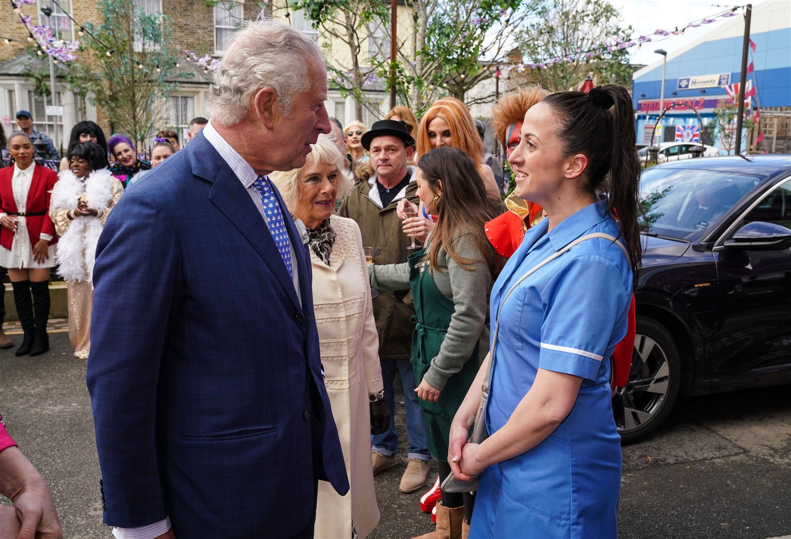 The scenes were filmed when Charles and Camilla visited the EastEnders set in March (BBC/PA)