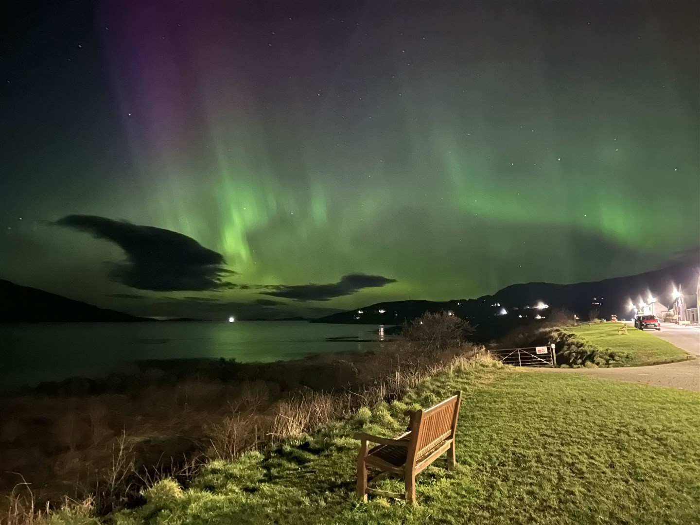 Northern lights over Ullapool, Wester Ross. Picture: Katy Booth.